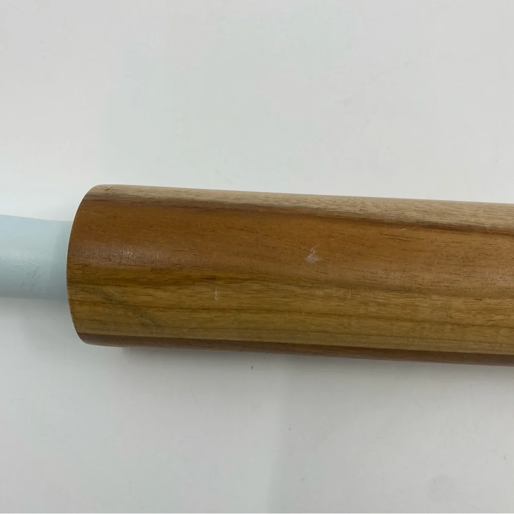 West Elm light blue brown wood baking rolling pin